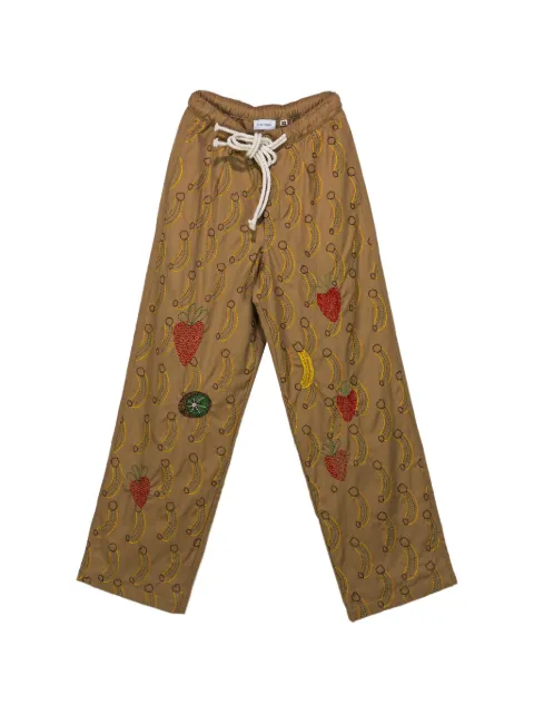 Glass Cypress fruit-embroidered gabardine trousers