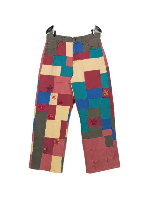 Glass Cypress patchwork flower-embroidered jeans