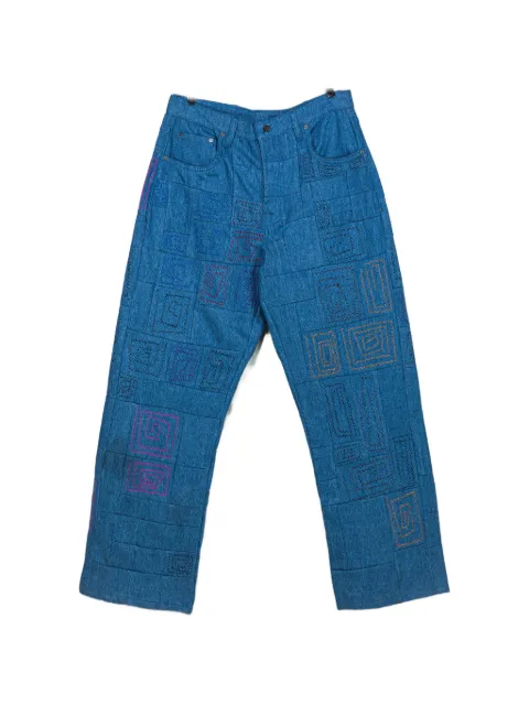 Glass Cypress patchwork embroidered jeans