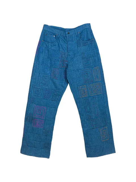 Glass Cypress patchwork embroidered jeans