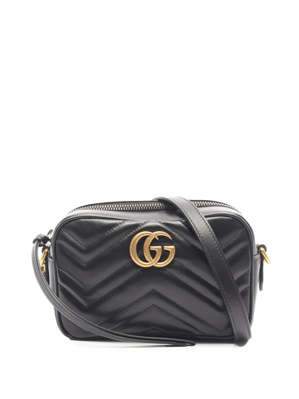 Gucci Pre-Owned 2016-2026 Mini GG Marmont Matelasse Calfskin crossbody bag - Black