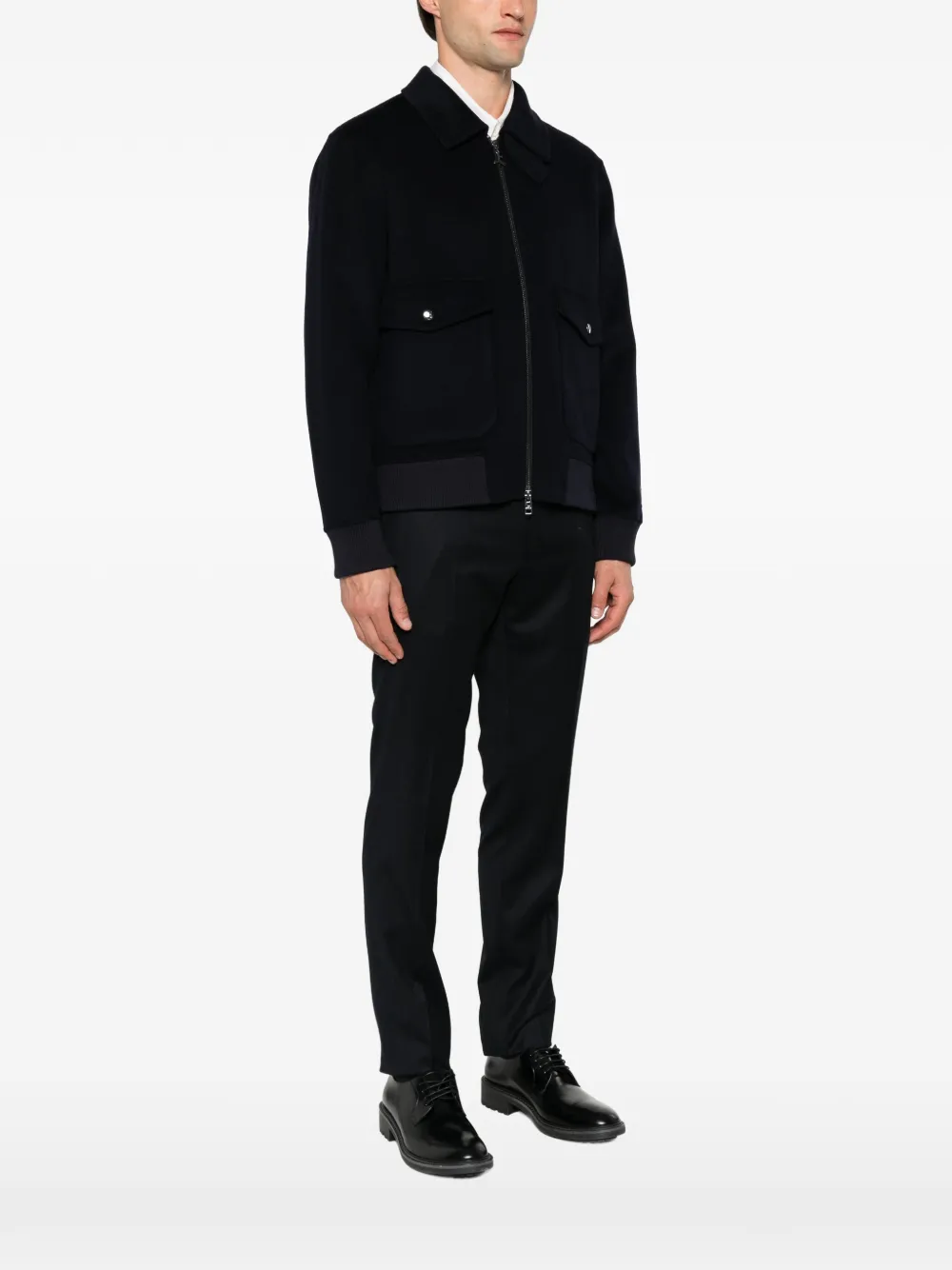 ON THE BUND zip-up flap-pocket jacket Blauw