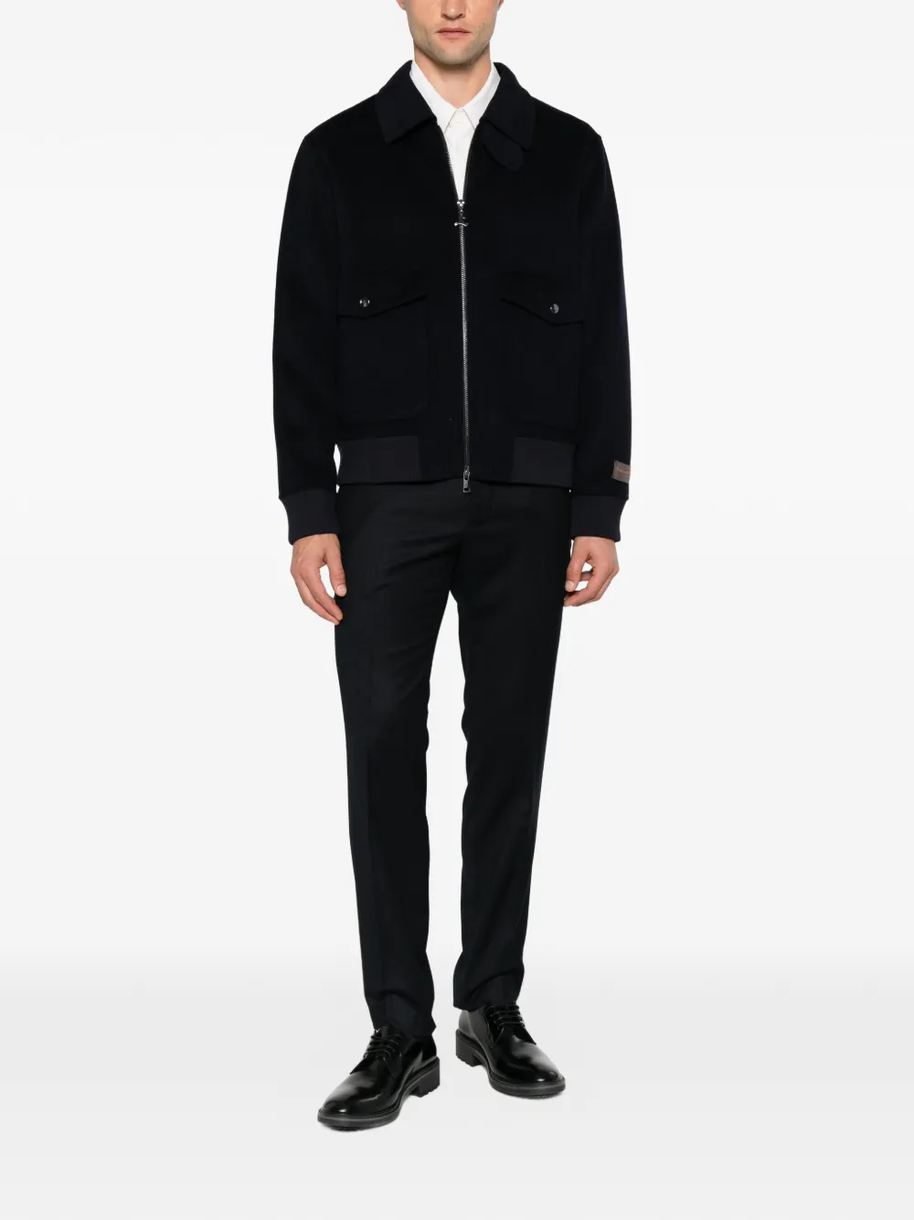 ON THE BUND zip-up flap-pocket jacket Blauw