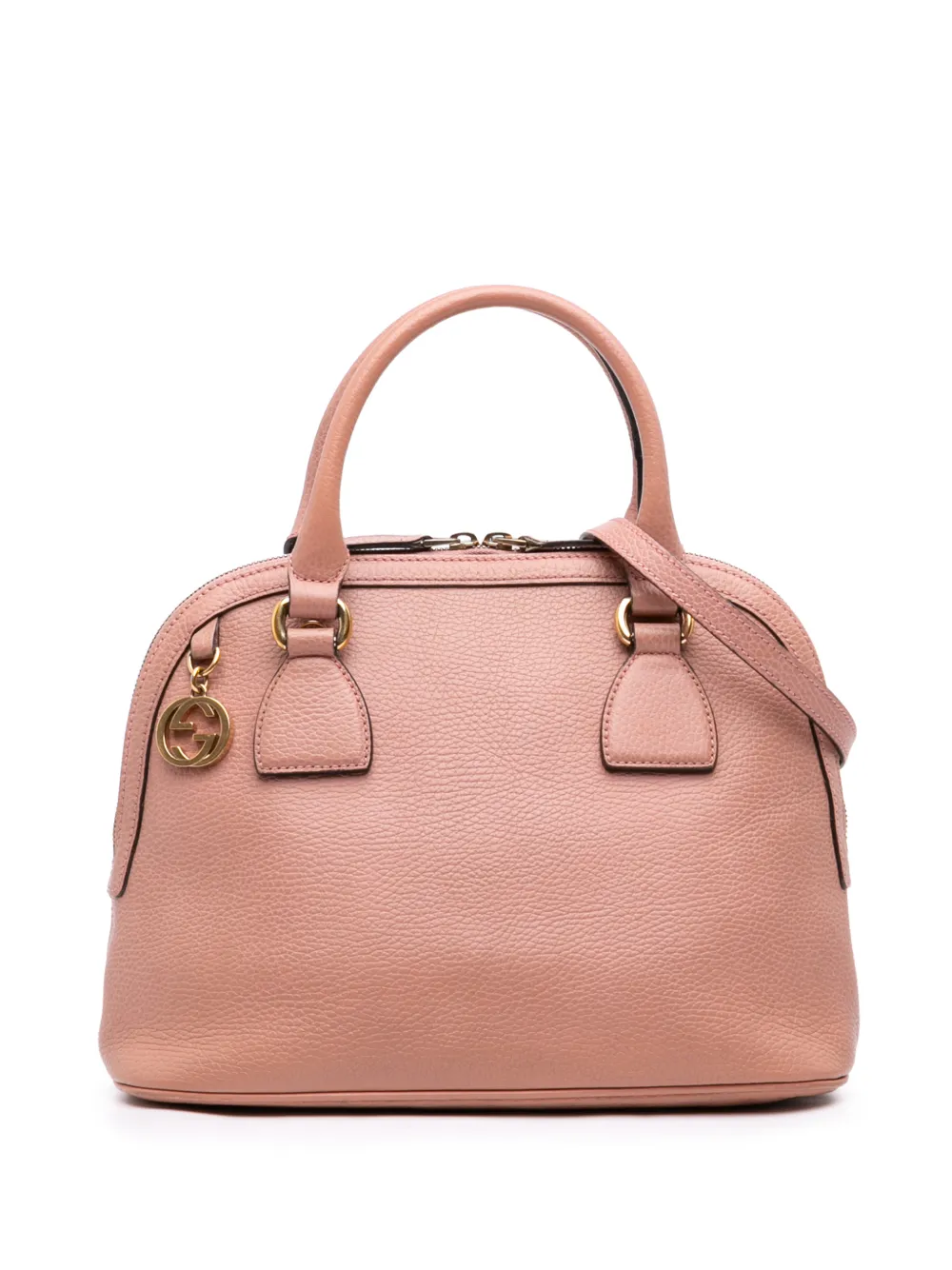 Gucci Pre-Owned 2016-2026 kleine Dollar Dome Satchel-Tasche aus Kalbsleder mit GG-Anhänger - Rosa