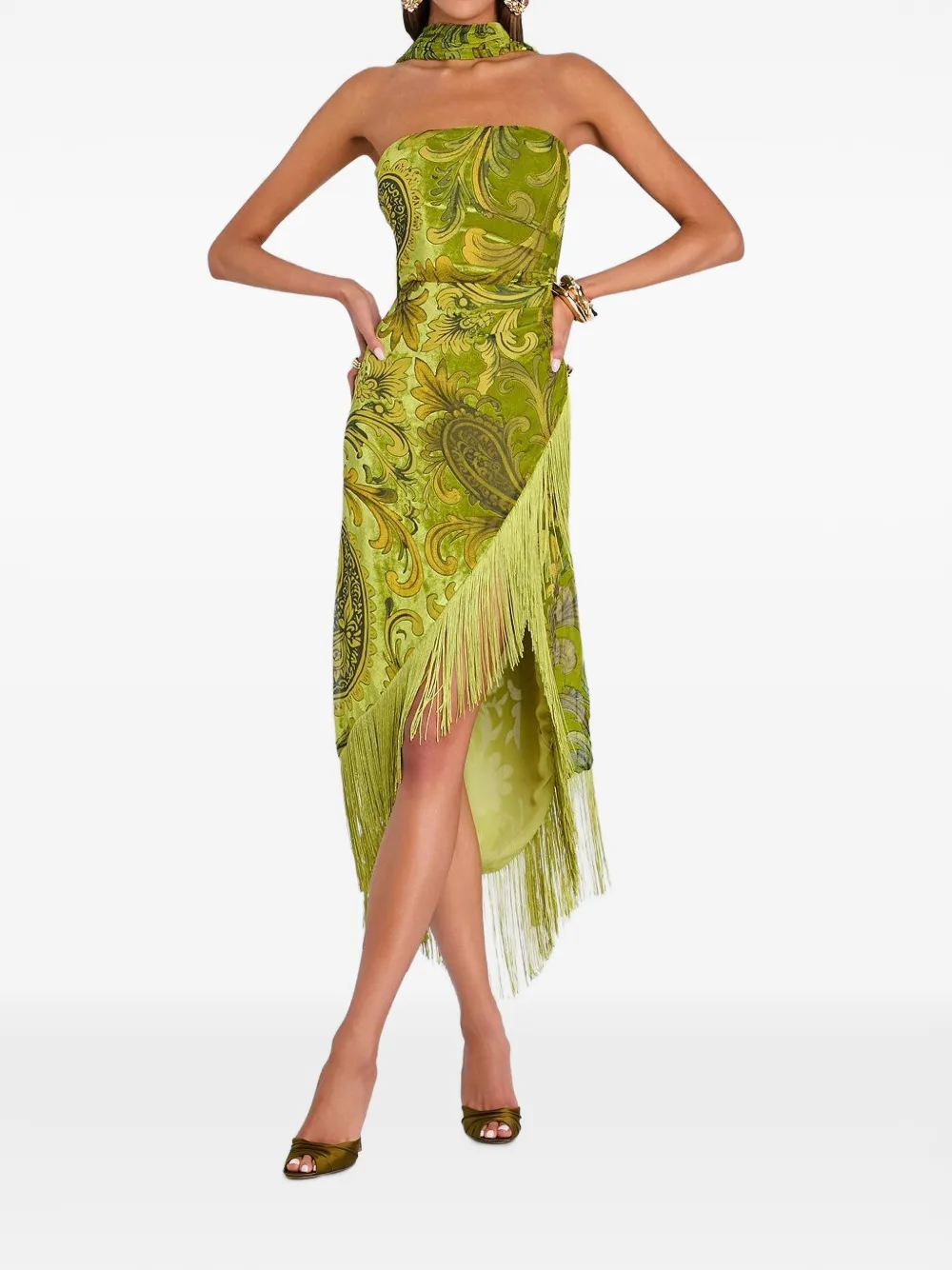 Retrofete robe Statice en velours à motif cachemire dévoré - Vert Retrofete robe Statice en velours à motif cachemire dévoré - Vert