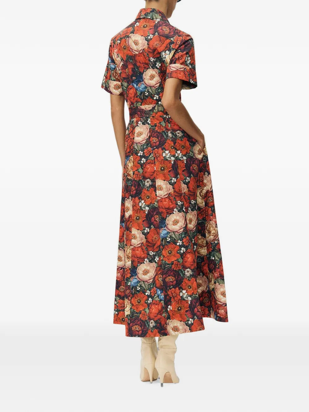 Adam Lippes Leighton jurk met bloemen-print Rood