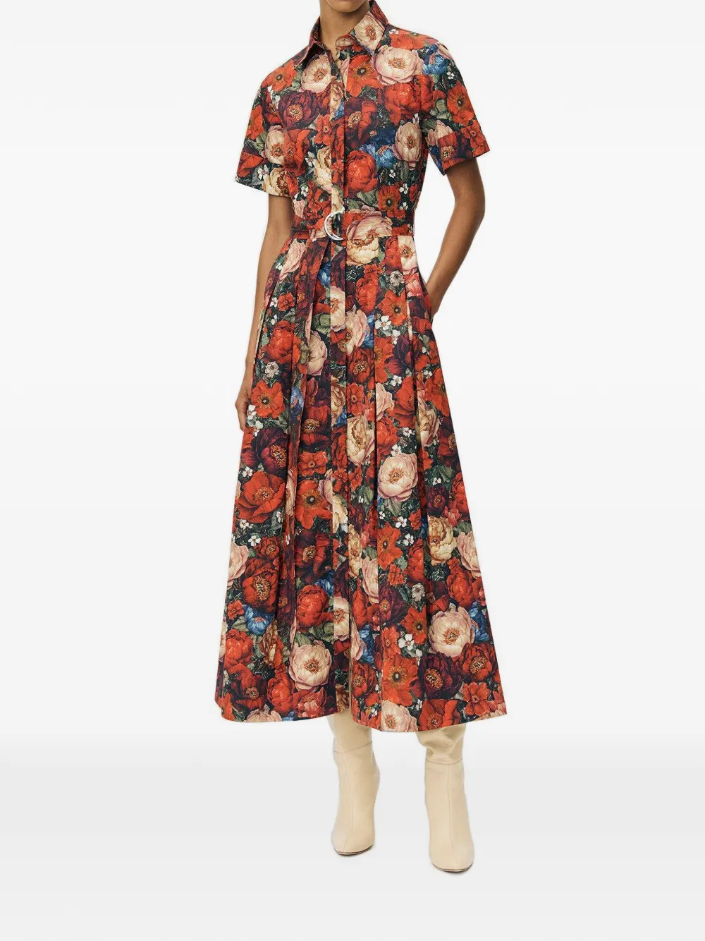 Adam Lippes Leighton jurk met bloemen-print Rood
