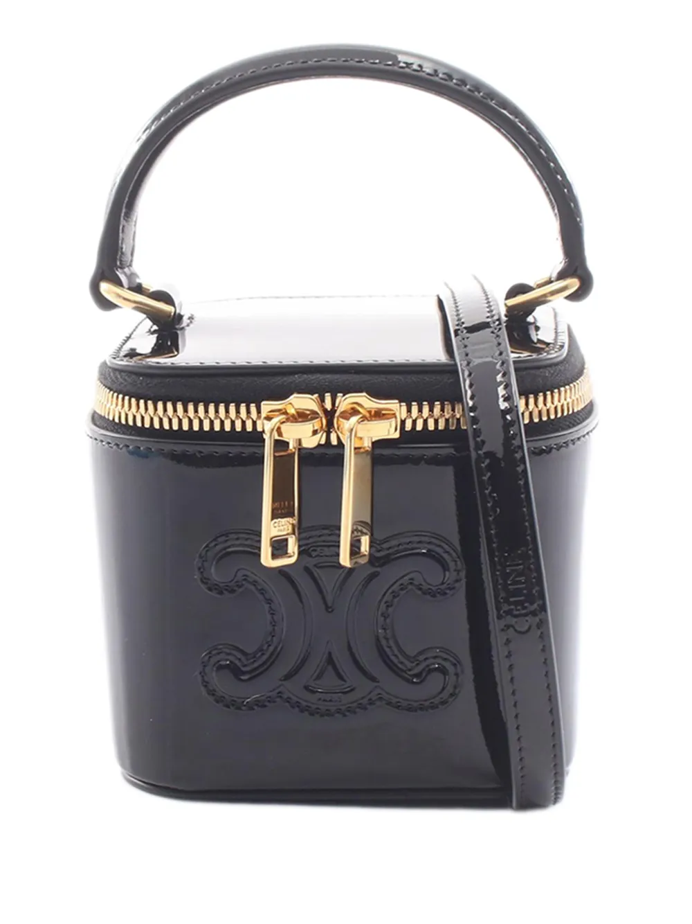 Celine Pre-Owned 2001-2026 mini Cuir Triomphe Kosmetiktasche aus Lackleder - Schwarz