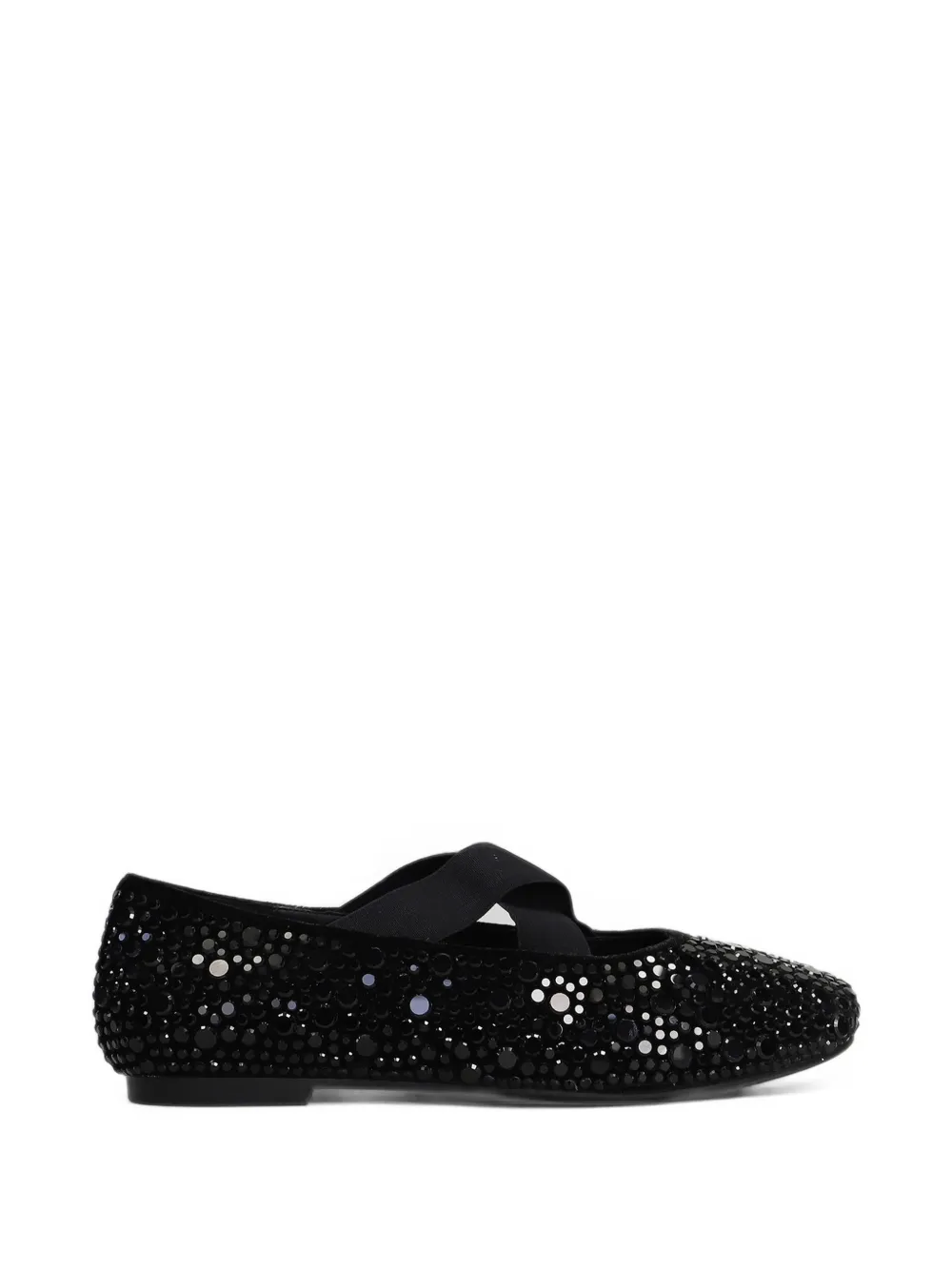 TWENTY FOURHAITCH Aevi crystal-embellished crossover-strap ballet flats - Nero