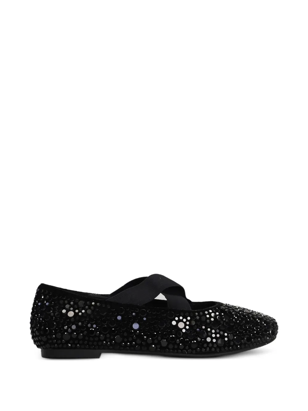 TWENTY FOURHAITCH Aevi crystal-embellished crossover-strap ballet flats - Nero