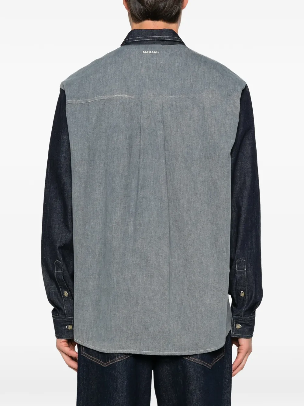 MARANT Denim overhemd met geruite vlakken Blauw