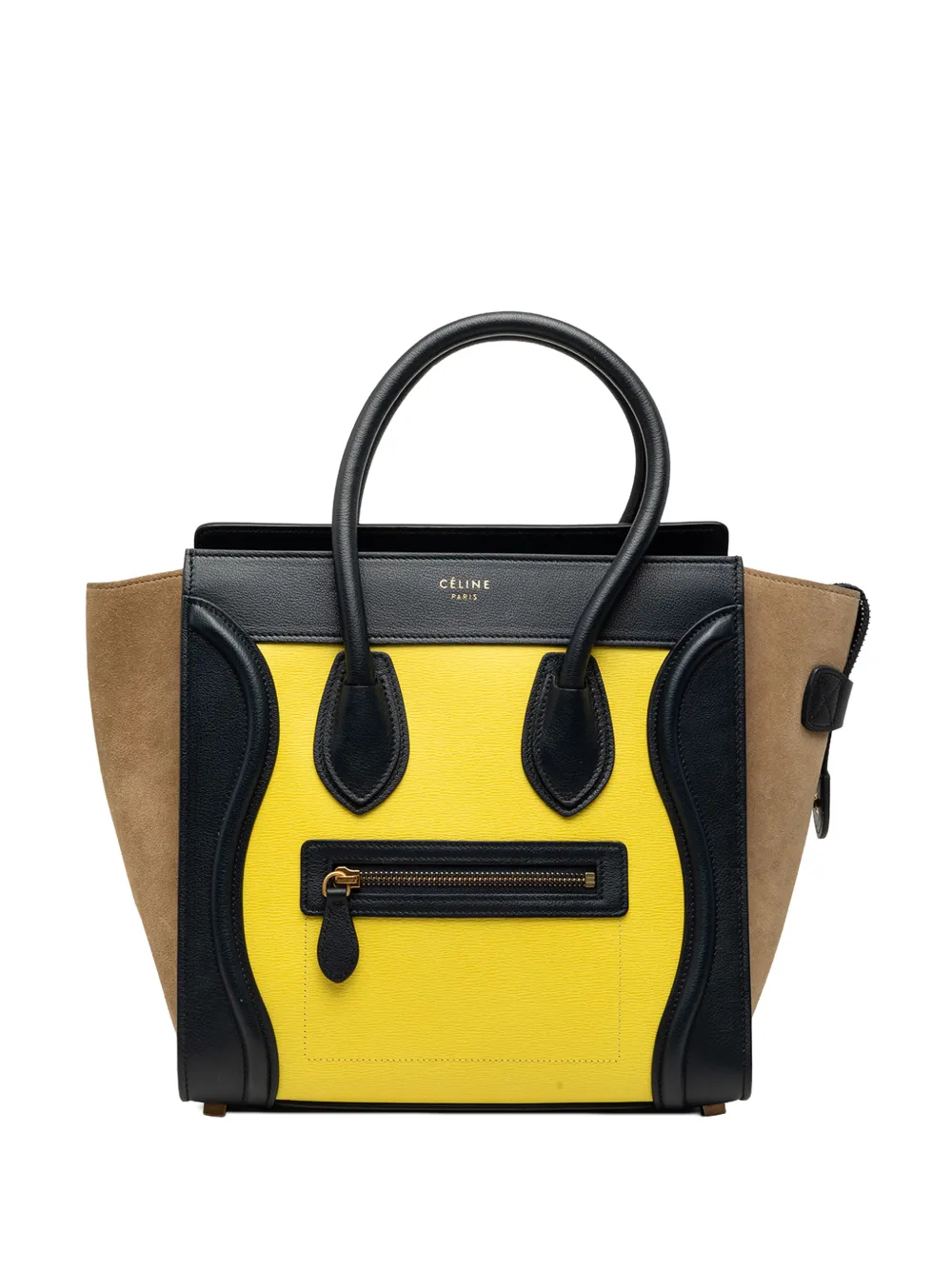 Celine Pre-Owned 2014 Micro Tricolor Calfskin and Suede Luggage tote bag - Yellow