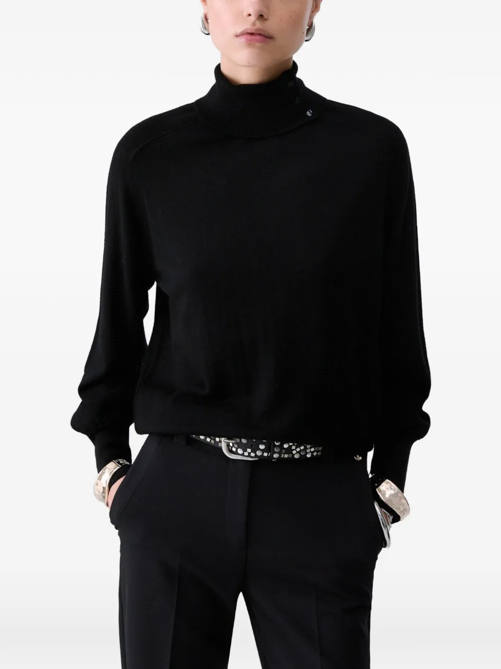 LIU JO wool turtleneck with bracelet Zwart
