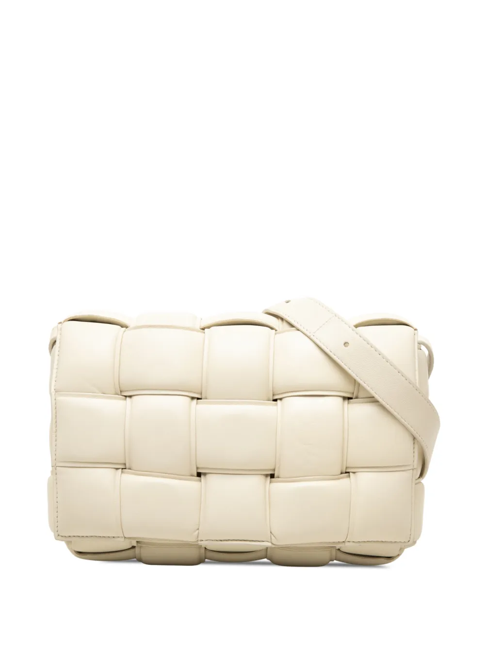 Bottega Veneta Pre-Owned 2012-2026 wattierte Intrecciato Cassette Umhängetasche aus Nappaleder - Weiß