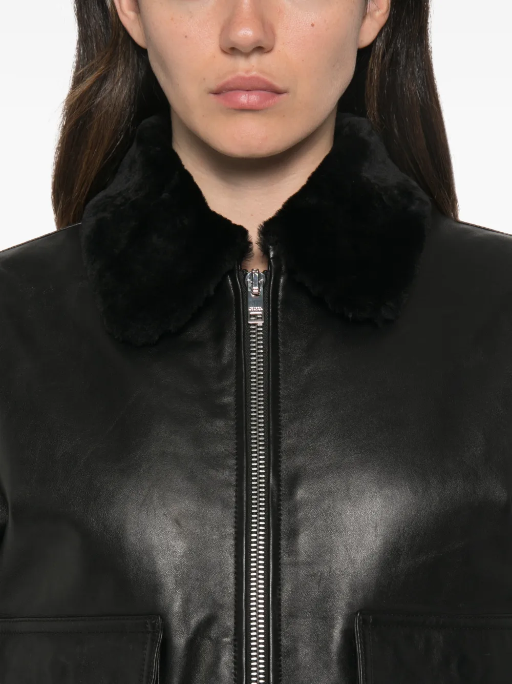 ISABEL MARANT Tonya leren jack Zwart