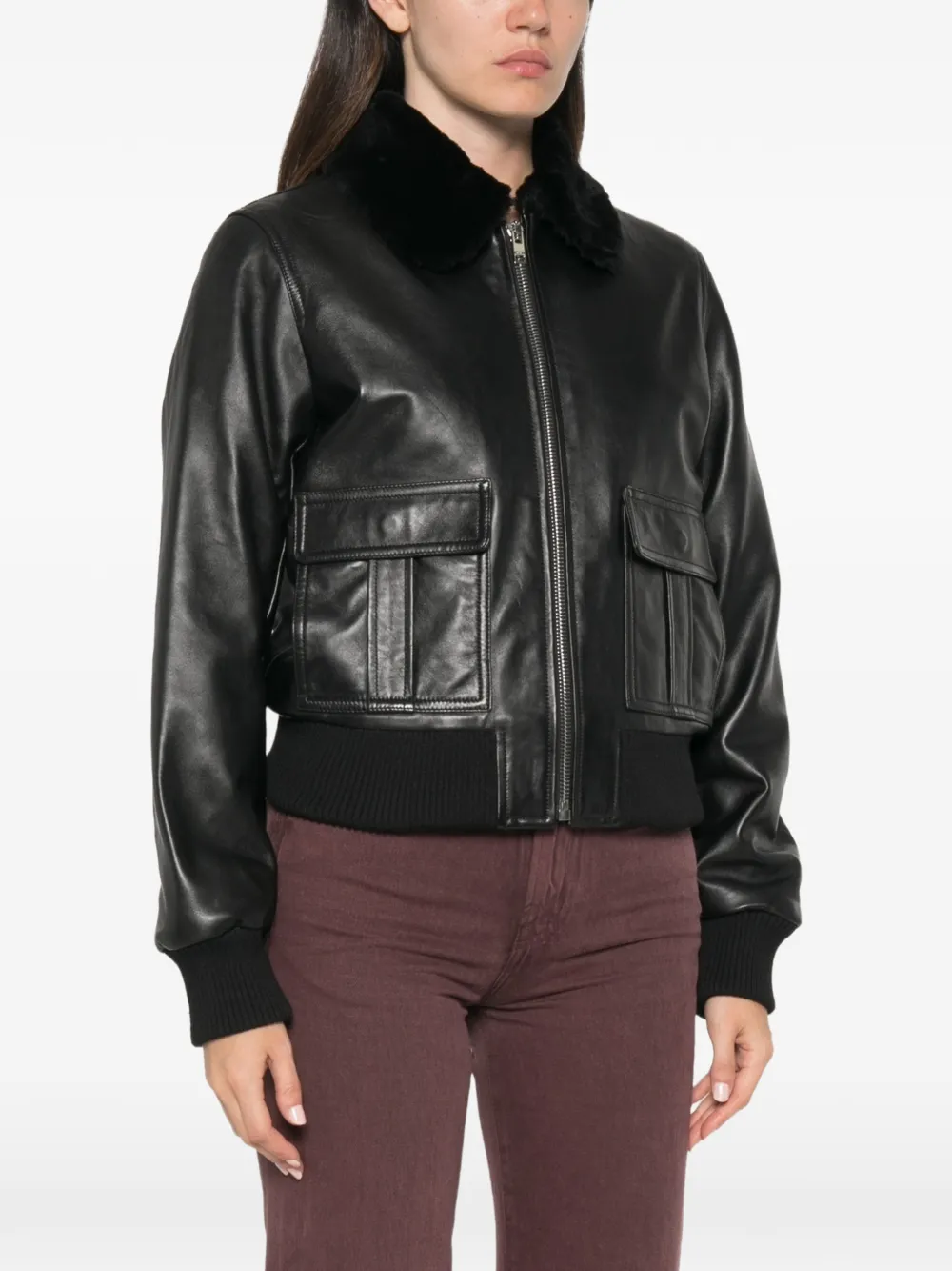 ISABEL MARANT Tonya leren jack Zwart