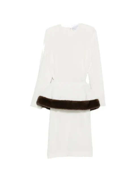 Stella McCartney faux-fur trim peplum midi dress