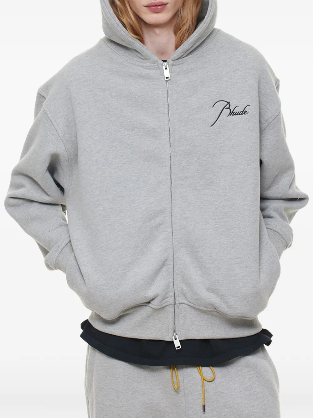 RHUDE Classique hoodie met rits aan de voorkant Grijs