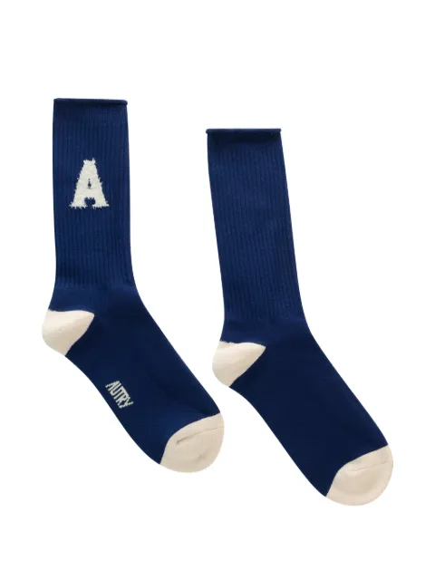 Autry logo-patch ribbed-knit socks