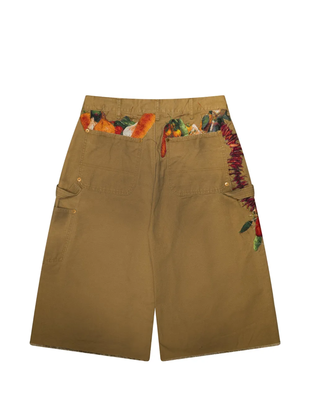 Doublet vegetable-embroidery cut-off shorts Beige
