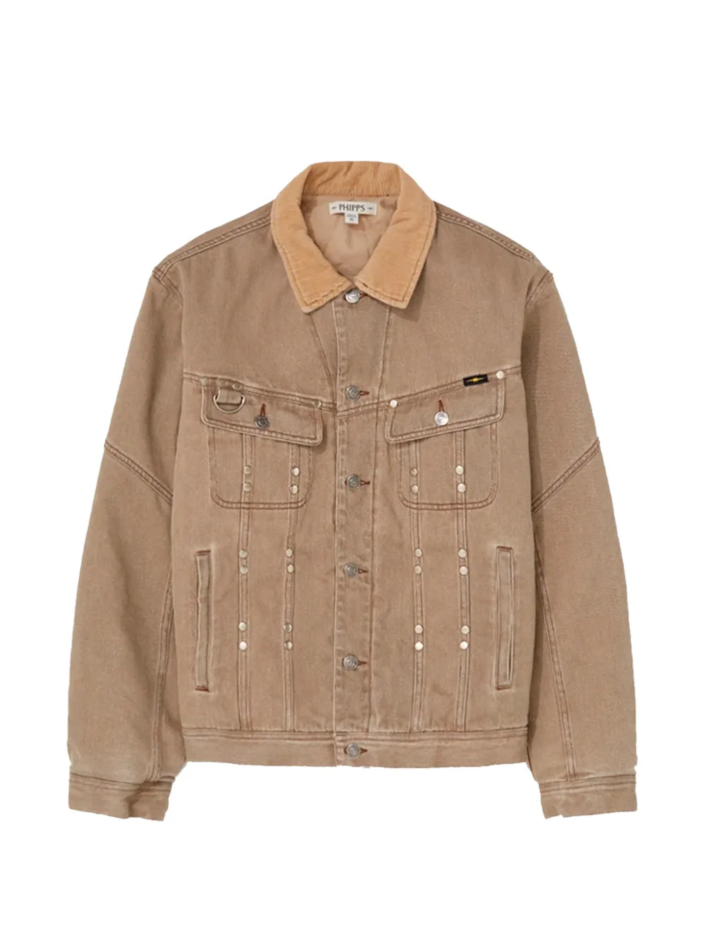 Phipps Stud-embellished Denim Jacket In Neutral