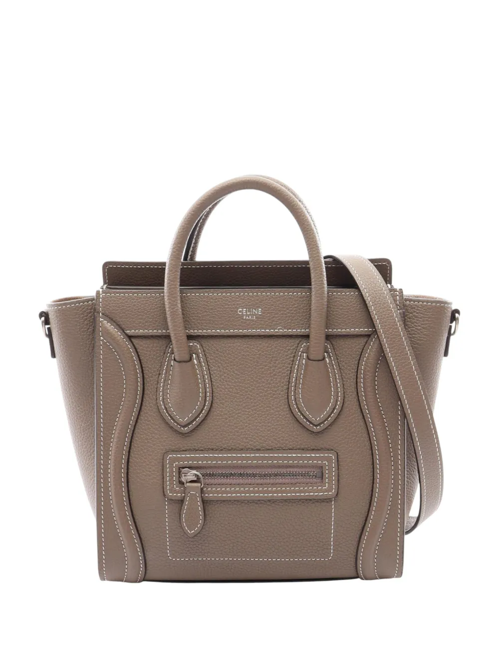 Celine Pre-Owned 2000-2026 Nano Leather Luggage Tote Satchel-Tasche - Braun