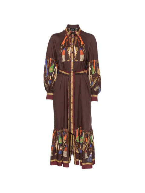 ETRO tassel-print belted dress