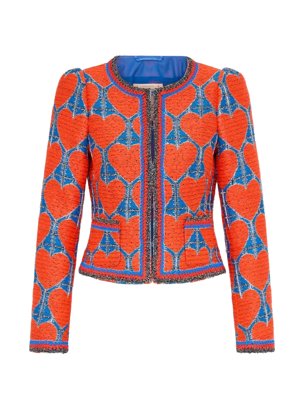 Maison Common Heart-print Bouclé Jacket In Red