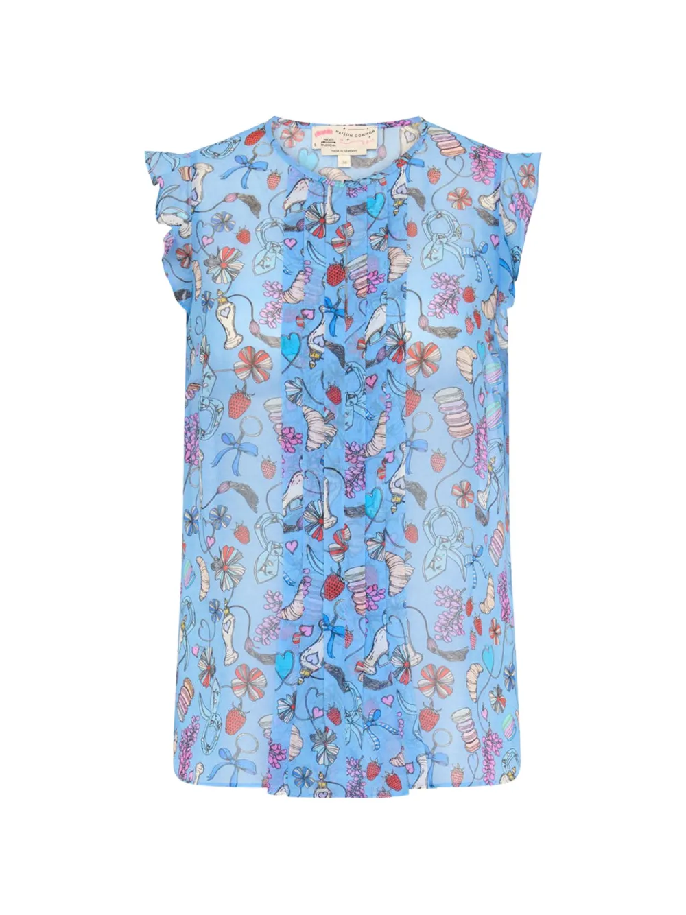 Maison Common Perfume-print Silk Blouse In Blue