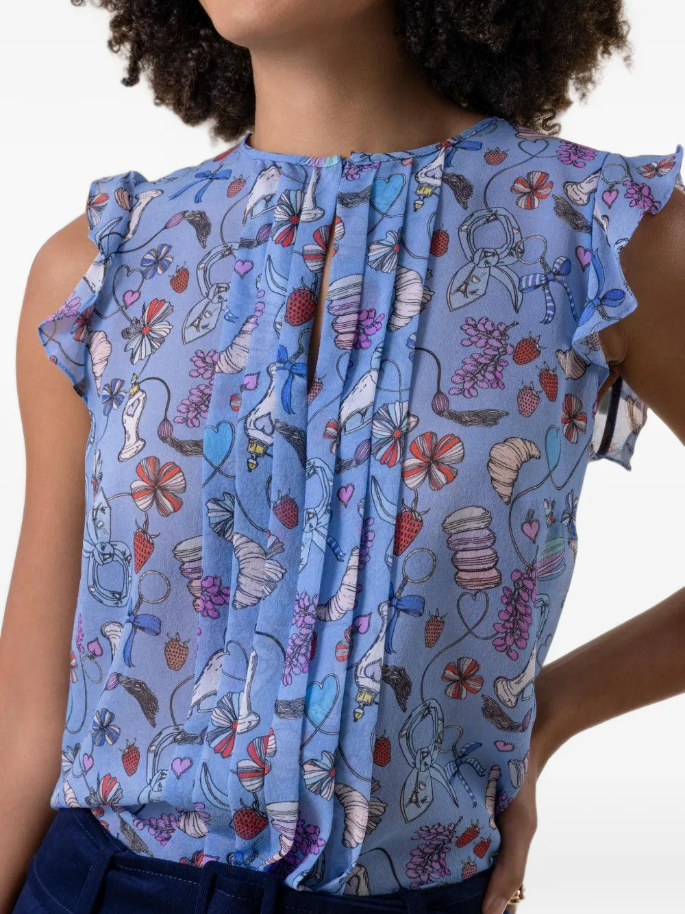 MAISON COMMON perfume-print silk blouse Blauw