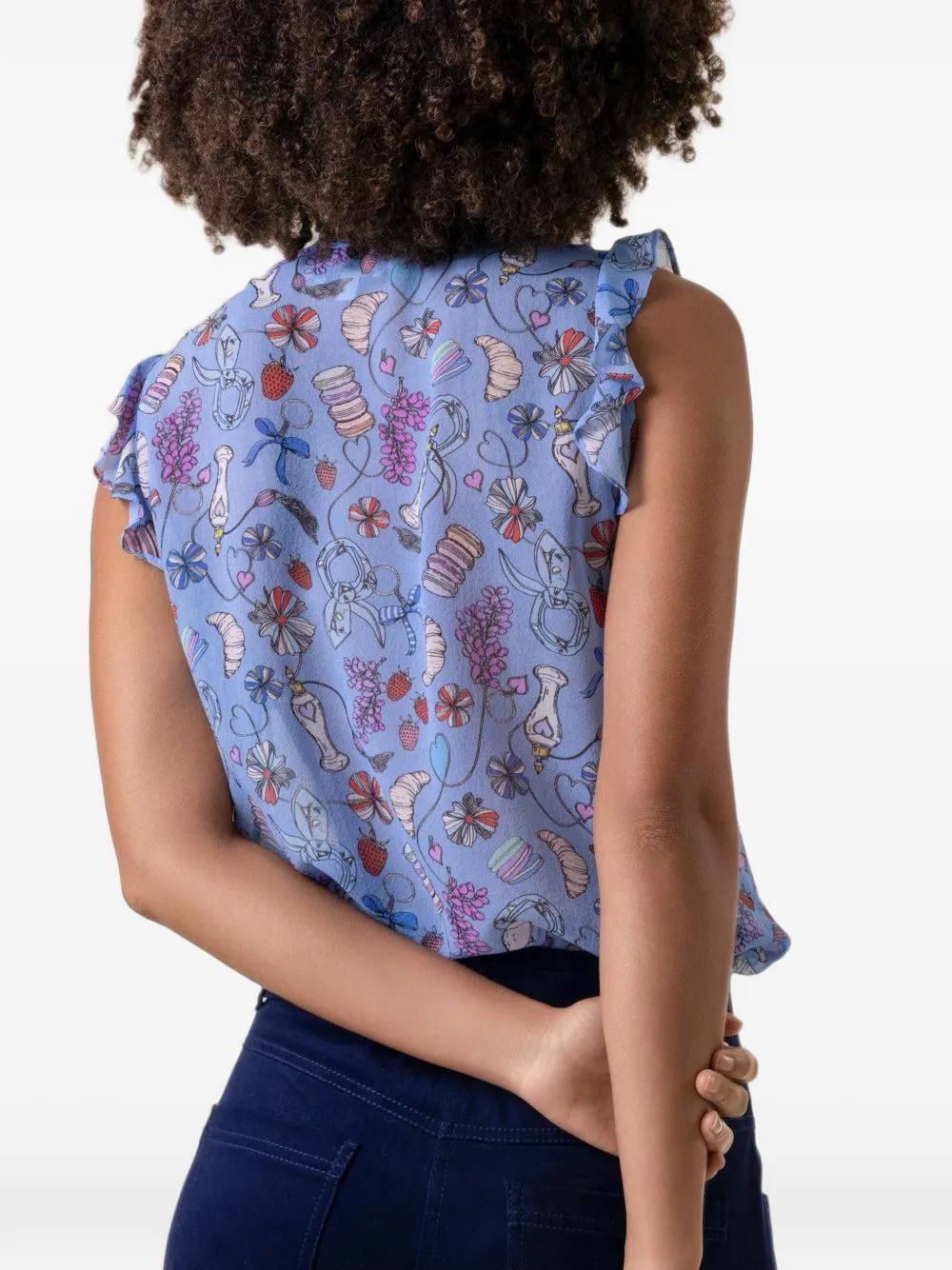 MAISON COMMON perfume-print silk blouse Blauw