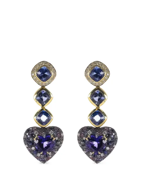 Jared Lehr sapphire and tanzanite heart drop earrings