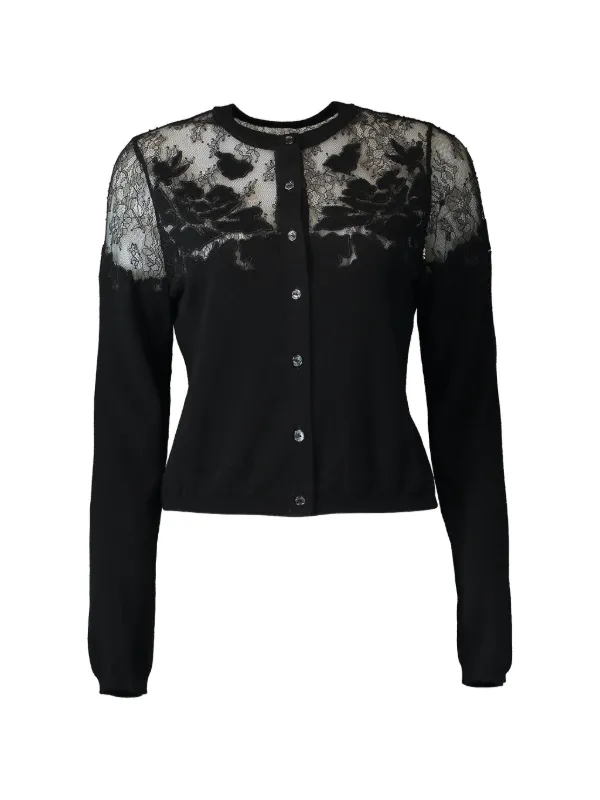 Ulla Johnson Talia Lace-panelled Cardigan in Black