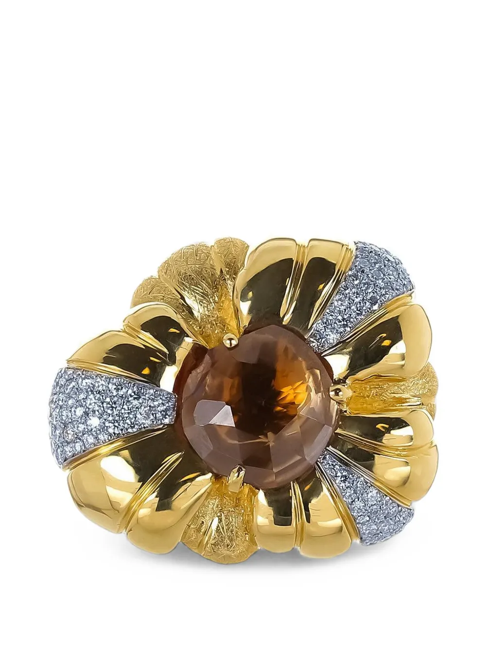 Victor Velyan Anello a fiore con zircone e diamanti - Oro
