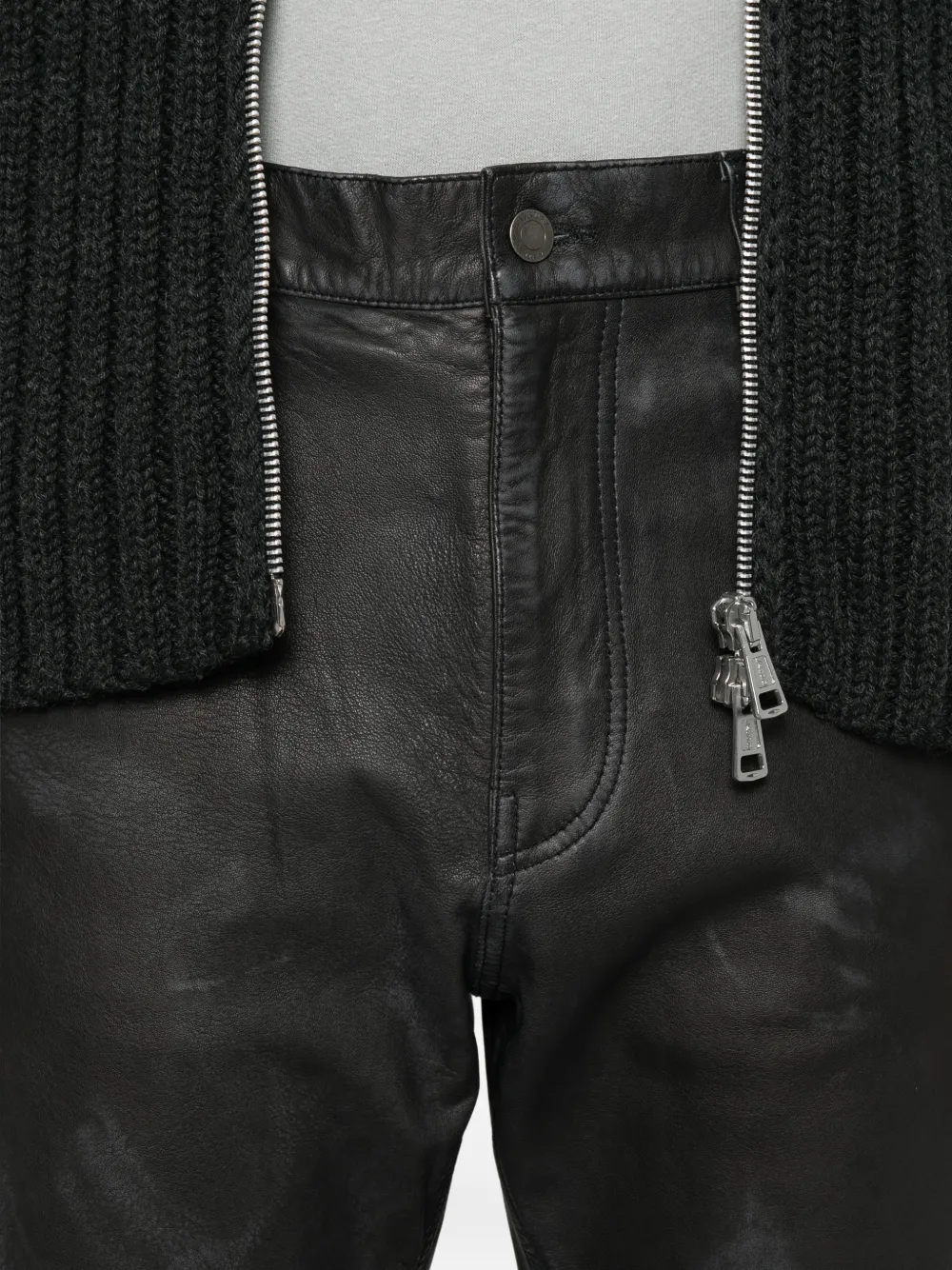 Haikure Blake leren broek met vlakken Zwart