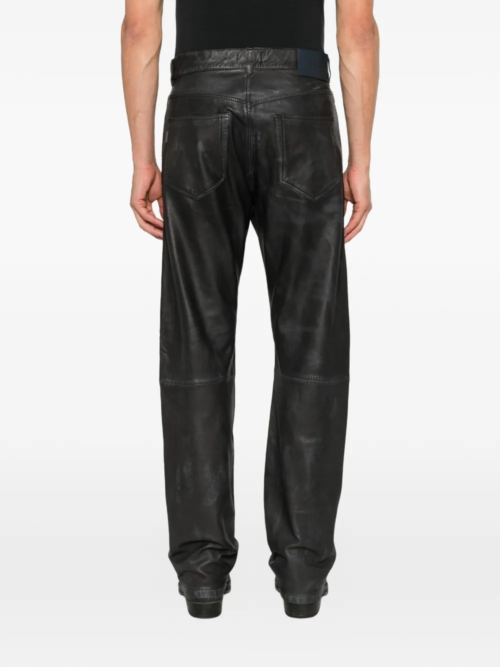 Haikure Blake leren broek met vlakken Zwart