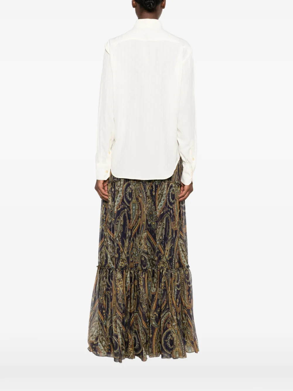 ETRO ruffled-trim long-sleeved shirt Beige