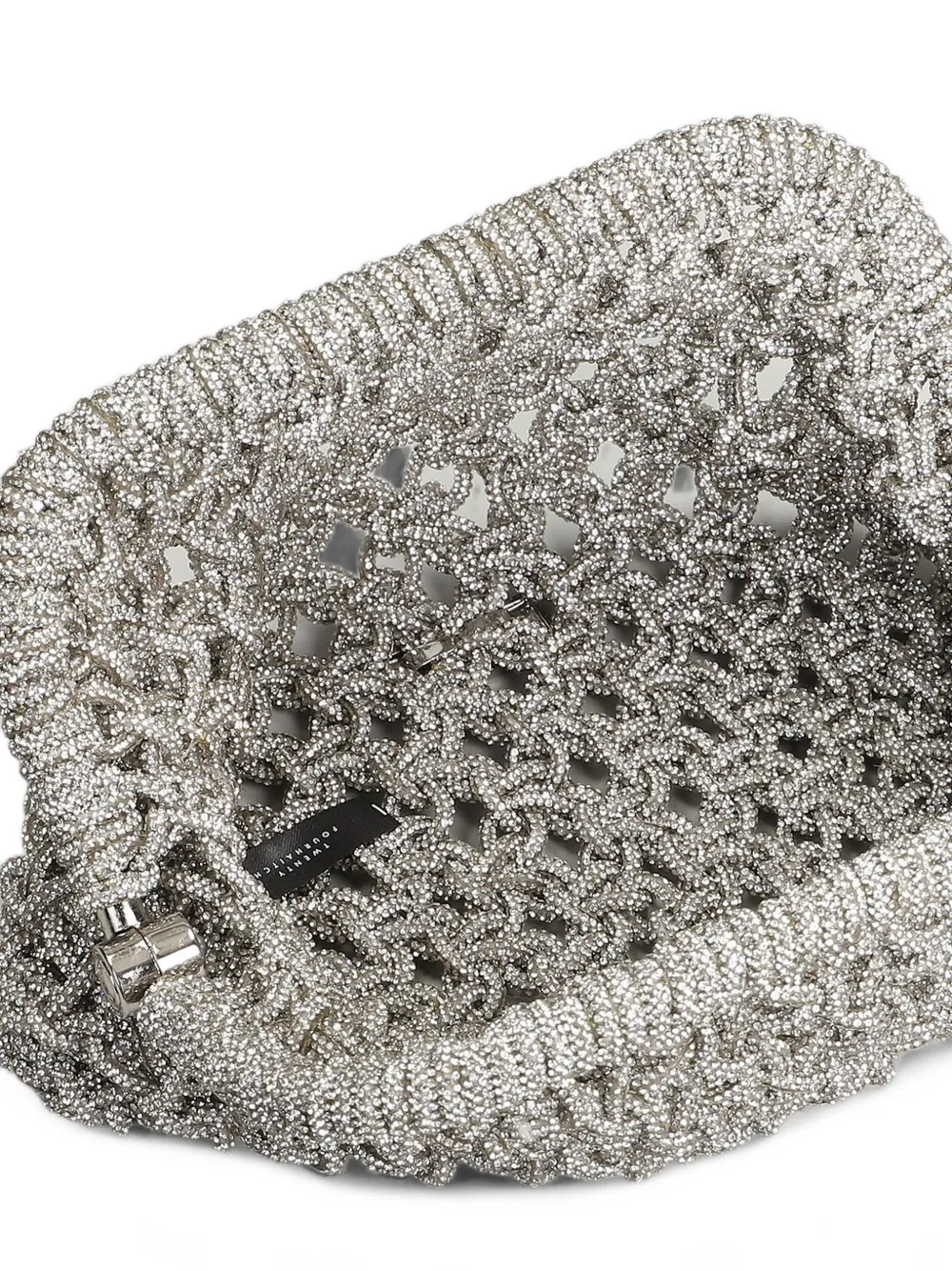 TWENTY FOURHAITCH Kaira crystal-embellished woven clutch bag Zilver