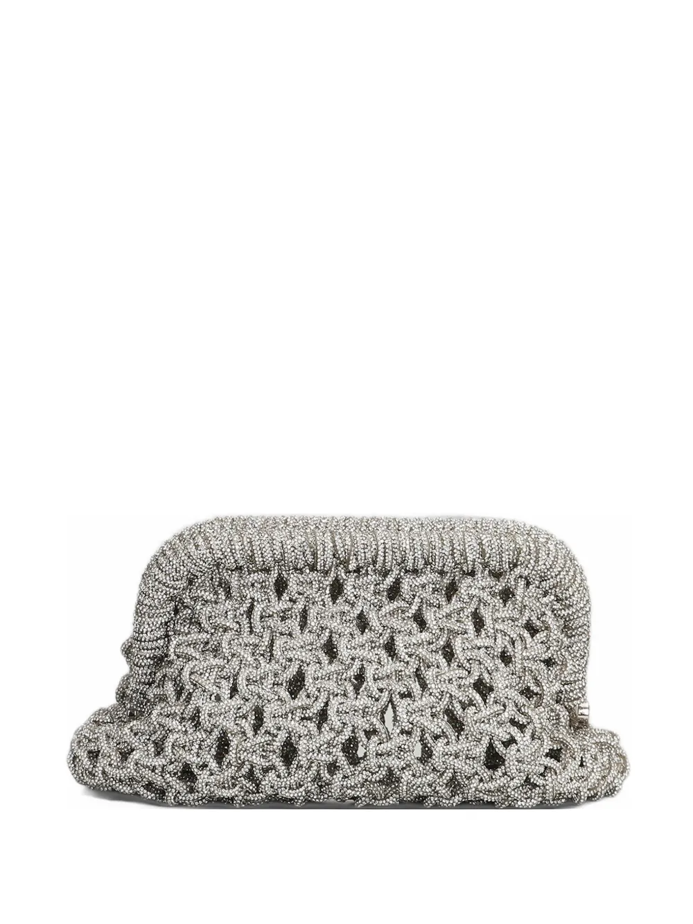 TWENTY FOURHAITCH Kaira crystal-embellished woven clutch bag - Silber