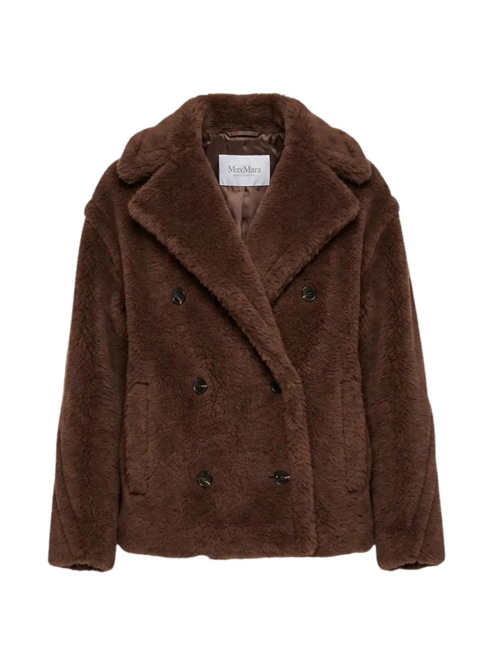 Max Mara Alcuno double-breasted faux-fur jacket - Marrone