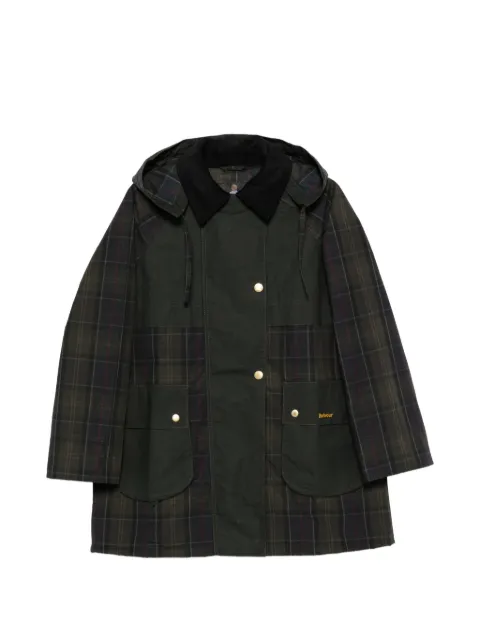 Barbour Elsie tartan-panelled hooded coat