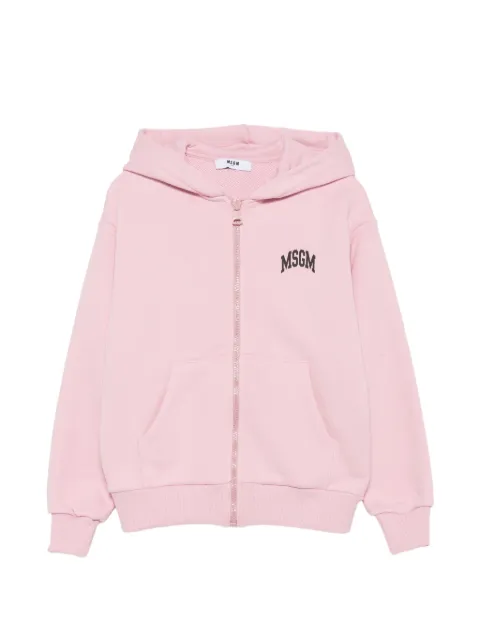 MSGM Kids logo-print zip-up hoodie