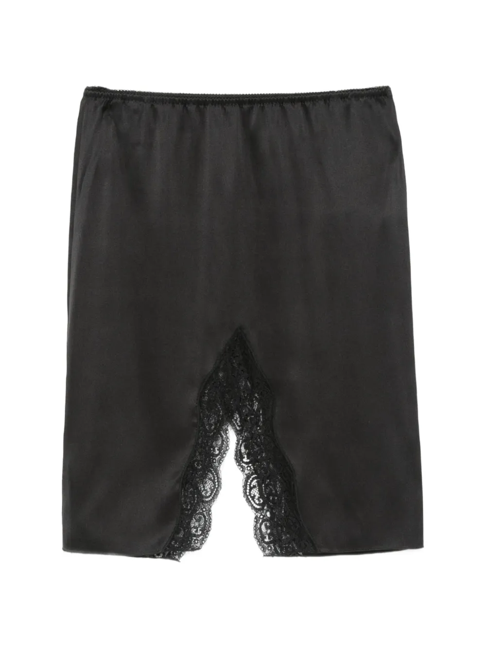 Saint Laurent lace-trim satin midi skirt