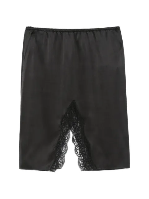 Saint Laurent lace-trim satin midi skirt