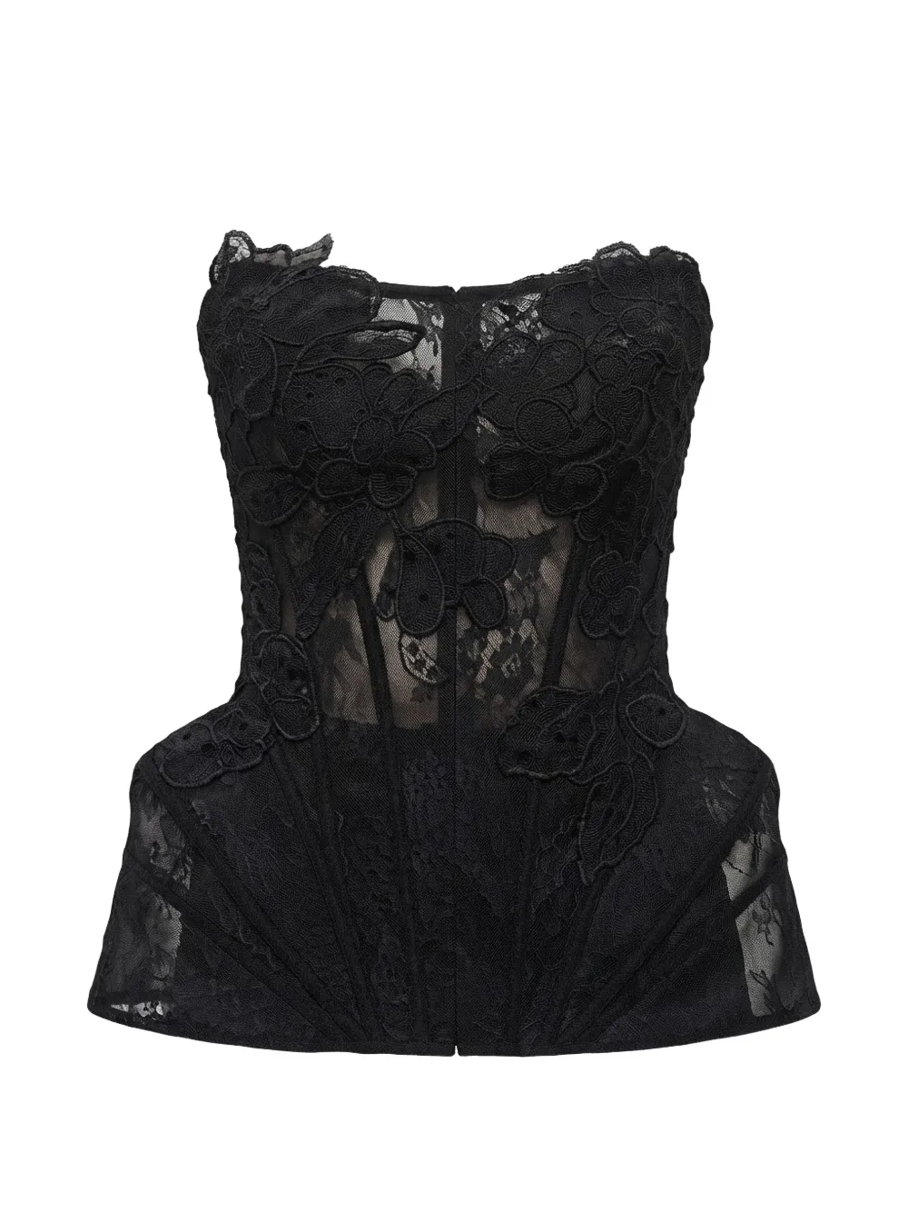 Gemy Maalouf lace-overlay strapless corset top