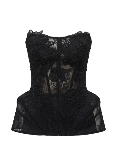 Gemy Maalouf top estilo corset strapless con capa de encaje