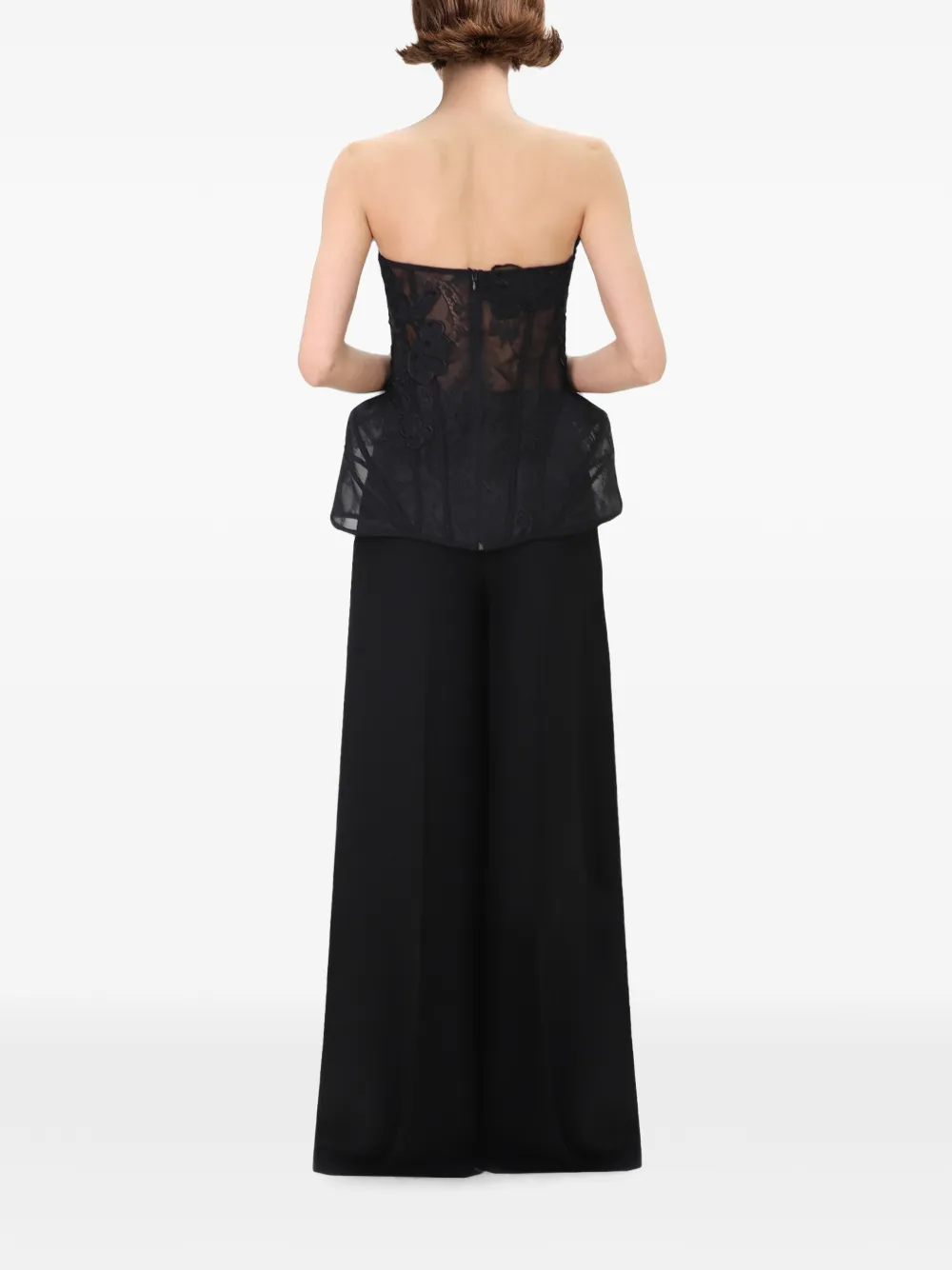 Gemy Maalouf Strapless korsettop met kanten laag Zwart