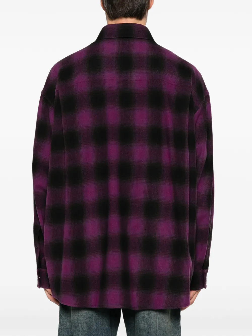 Balenciaga Geruit overhemd met geborduurd logo Paars
