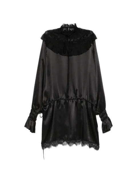 Ann Demeulemeester vestido corto con ribete de encaje y volantes