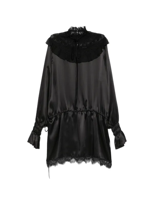Ann Demeulemeester Lace-trimmed Ruffled Mini Dress in Black